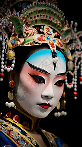 传统京剧表演的妆容背景图片