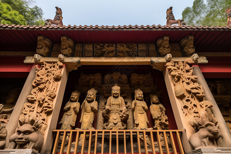 石雕栏杆寺门装饰的石雕背景