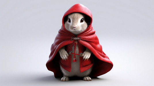 穿西服的兔子穿红色斗篷的可爱兔子设计图片