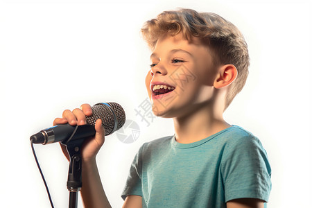 喜爱唱歌的外国小男孩图片