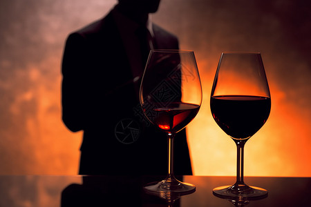 玻璃杯中的红酒高清图片