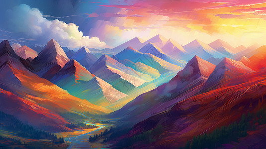 色彩艳丽的山脉图片