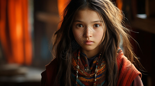 穿藏族服饰的小女孩图片