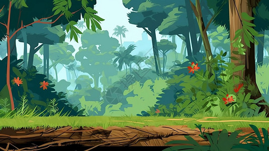卡通热带丛林的艺术插图图片