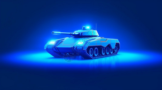 蓝色室内效果图渐变坦克效果图插画