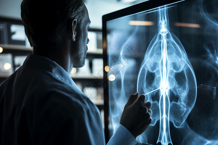放射科检查X光片的医生背景
