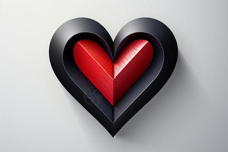 2D图标现代简约红黑爱心图标插画