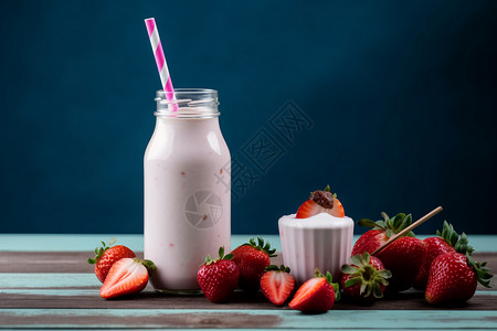 可口的草莓浆果奶昔背景图片