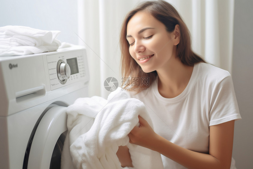 女士正在洗衣物图片