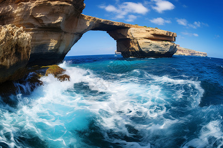 海洋之窗壮丽的马耳他蓝窗背景