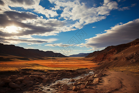 裸岩戈壁沙漠的景观背景