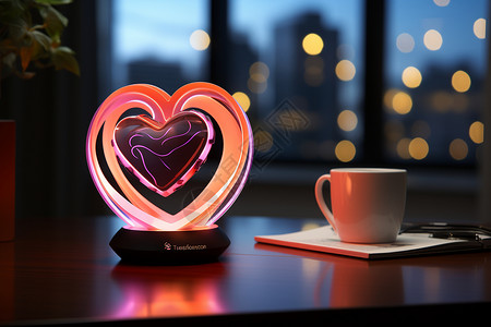美丽咖啡拉花3D爱心台灯设计图片