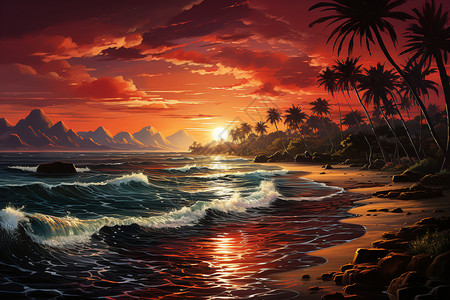大海的日落风景图片