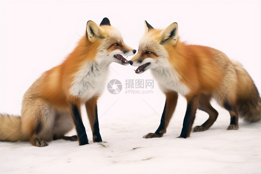 两只小狐狸图片