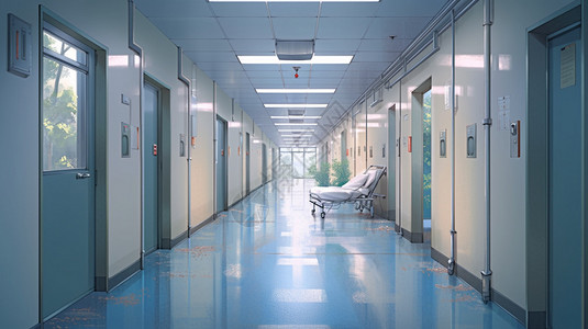 医院宽敞的走廊背景图片