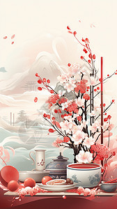 美丽的中国风水墨画背景图片