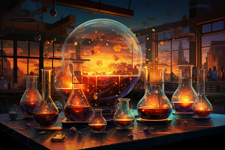 化学实验室的抽象插图图片