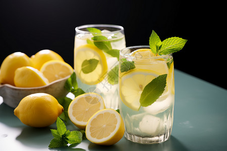 健康的柠檬茶背景图片