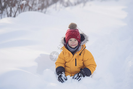 户外玩雪的孩子图片