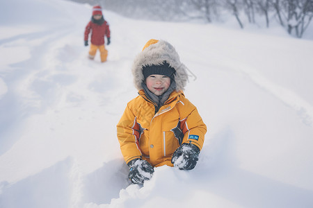 冬季玩雪的孩子背景图片
