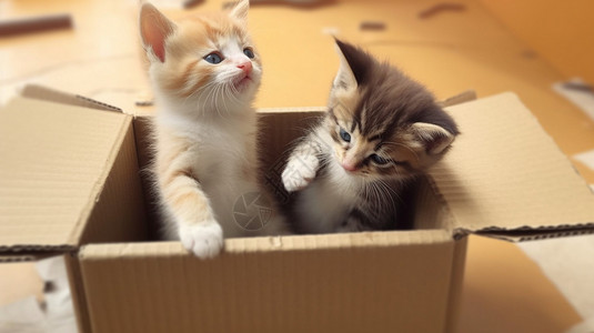 纸盒里的猫咪图片