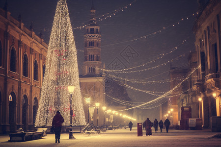 圣诞节城市广场的美丽景观图片