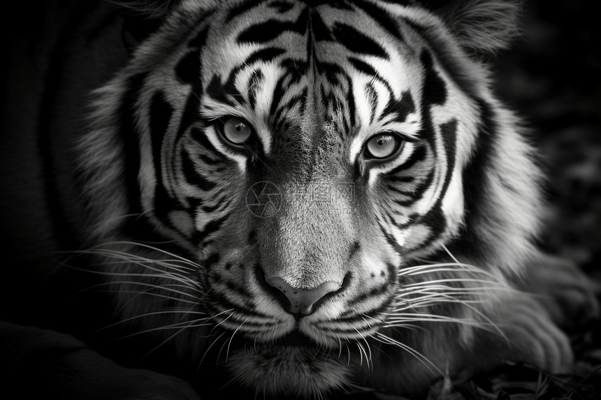 黑白色的老虎图片