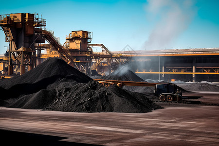煤炭设备堆砌的煤矿背景
