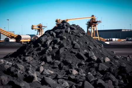 忙碌的煤矿能源煤堆高清图片