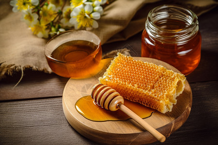 一罐食物美味的蜂蜜背景