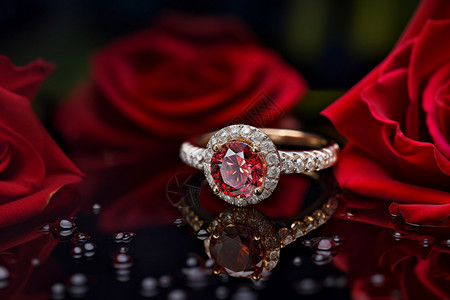 美丽红宝石戒指背景图片