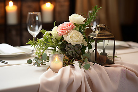 高级婚礼高级餐厅的桌面背景