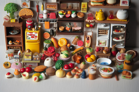 磁铁玩具种类丰富的厨房玩具背景