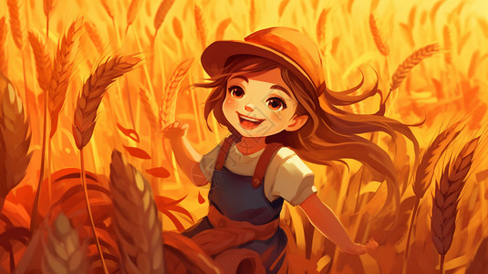 小麦地里的小女孩图片