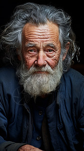 胡子花白的老年人高清图片