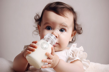 大一新生抱着奶瓶的小婴儿背景