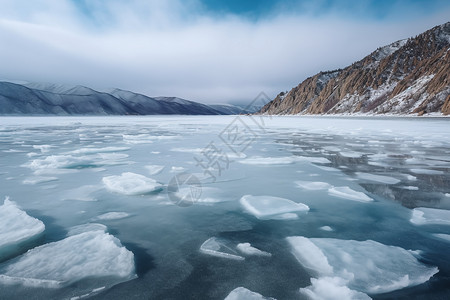 结冰的贝加尔湖景观图片