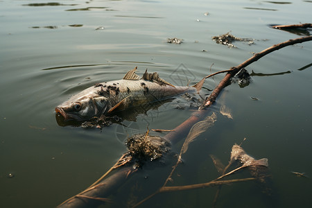 污染河流中的死鱼图片