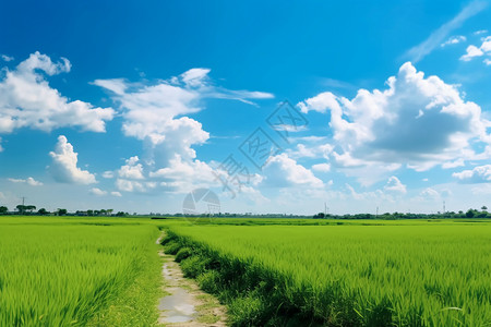 夏天的农村绿色稻田图片