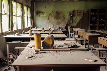 破旧废弃的教室图片
