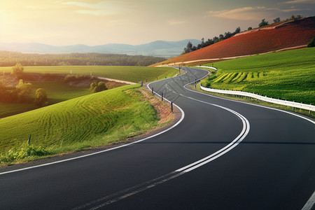 乡村间美丽道路图片