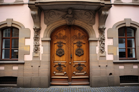 传统住宅建筑的入户门图片
