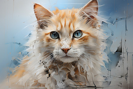 一只顽皮的蓝眼睛猫的特写图片