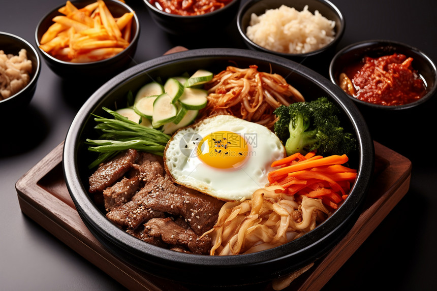 砂锅中的韩式拌饭图片