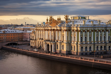 圣彼得堡城市的美丽景观背景图片