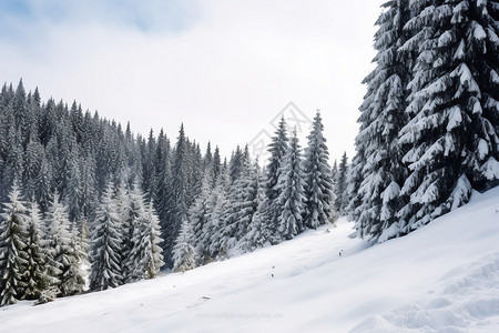 美丽的森林雪景图片