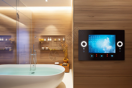 全屋智能控制的浴室背景图片