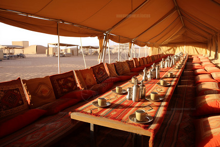 帐篷里的长餐桌背景