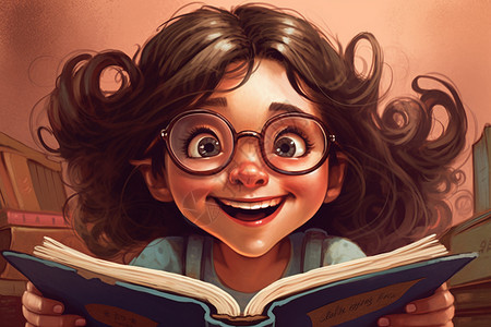 快乐看书的小孩背景图片