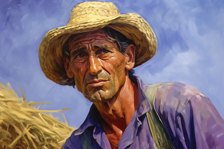 辛勤工作的农民的肖像图片